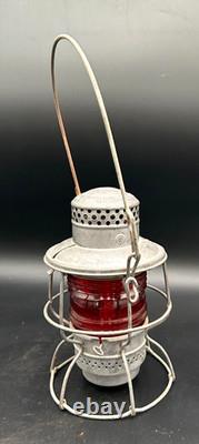 Antique Armspear RPR NY Railroad Red Globe Caged Kerosene Lantern 1925 NICE