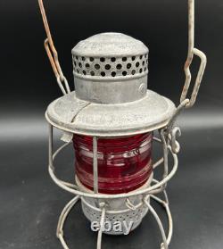 Antique Armspear RPR NY Railroad Red Globe Caged Kerosene Lantern 1925 NICE