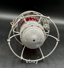 Antique Armspear RPR NY Railroad Red Globe Caged Kerosene Lantern 1925 NICE