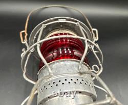 Antique Armspear RPR NY Railroad Red Globe Caged Kerosene Lantern 1925 NICE