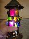 Antique Arts & Crafts Folk Art Lamp Railroad Lantern Style Colored Glass UNUSUAL