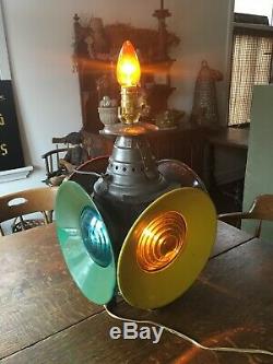 Antique B & O Railroad 4 Way Train Switch Signal Lantern Table Lamp-dressel Nj