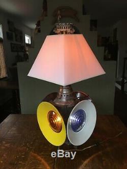 Antique B & O Railroad 4 Way Train Switch Signal Lantern Table Lamp-dressel Nj
