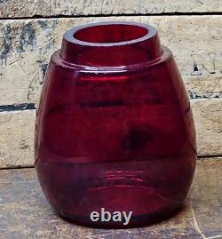 Antique Boston Maine Red Etched B&m Railroad Lantern Glass Shade Nice