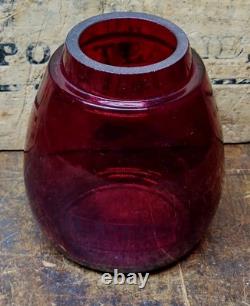 Antique Boston Maine Red Etched B&m Railroad Lantern Glass Shade Nice