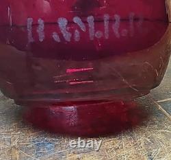 Antique Boston Maine Red Etched B&m Railroad Lantern Glass Shade Nice