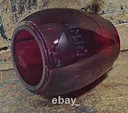 Antique Boston Maine Red Etched B&m Railroad Lantern Glass Shade Nice