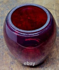 Antique Boston Maine Red Etched B&m Railroad Lantern Glass Shade Nice