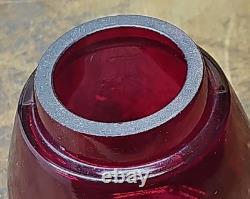Antique Boston Maine Red Etched B&m Railroad Lantern Glass Shade Nice