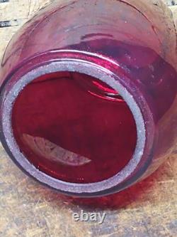 Antique Boston Maine Red Etched B&m Railroad Lantern Glass Shade Nice