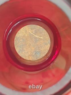 Antique Boston Maine Red Etched B&m Railroad Lantern Glass Shade Nice