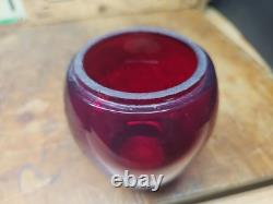 Antique Boston Maine Red Etched B&m Railroad Lantern Glass Shade Nice
