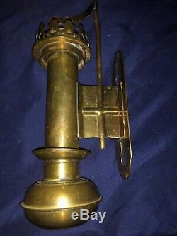 Antique Brass English Railroad Train Caboose Car Candle Wall Scones RARE