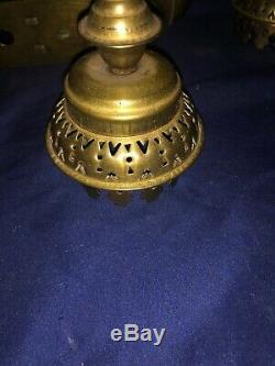 Antique Brass English Railroad Train Caboose Car Candle Wall Scones RARE