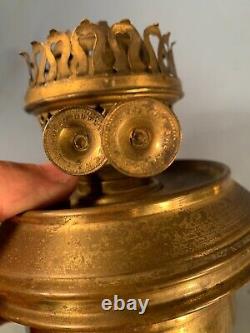 Antique Brass Oil Lamp Wall Sconce Adams&Westlake Railroad Lantern Duplex Burner