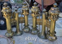 Antique Brass Railroad Car Double Oil Lamp Fixture Railcar Wall Mount Vintage