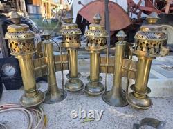 Antique Brass Railroad Car Double Oil Lamp Fixture Railcar Wall Mount Vintage