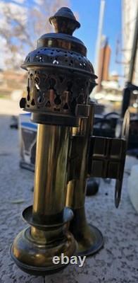 Antique Brass Railroad Car Double Oil Lamp Fixture Railcar Wall Mount Vintage