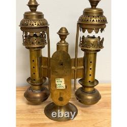 Antique Brass Railroad Car Double Oil Lamp Fixture Railcar Wall Mount Vintage