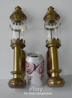 Antique Brass Railroad Car or Carriage Interior Candle Lanterns Lamps (2)