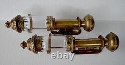 Antique Brass Railroad Car or Carriage Interior Candle Lanterns Lamps (2)