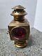 Antique Brass Railroad Lantern with Red and Blue Lens