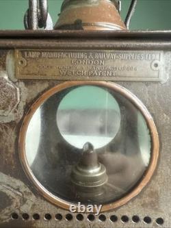 Antique British Railway Hand Lamp Welch Patent Lamp Mfg London