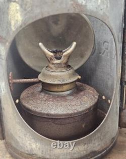 Antique British Railway Railroad Tri Color Track Inspector Lamp Lantern BR (M)