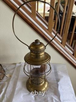 Antique C. T. HAM MFG CO. BRASS RAILROAD LANTERN WithGLOBE