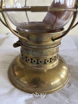 Antique C. T. HAM MFG CO. BRASS RAILROAD LANTERN WithGLOBE