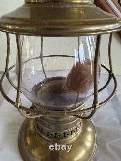 Antique C. T. HAM MFG CO. BRASS RAILROAD LANTERN WithGLOBE