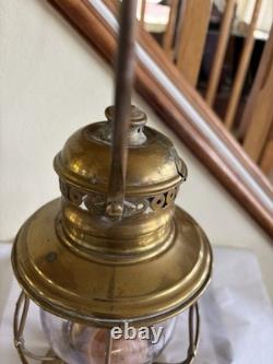 Antique C. T. HAM MFG CO. BRASS RAILROAD LANTERN WithGLOBE