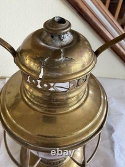 Antique C. T. HAM MFG CO. BRASS RAILROAD LANTERN WithGLOBE