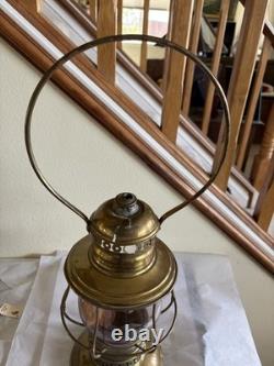 Antique C. T. HAM MFG CO. BRASS RAILROAD LANTERN WithGLOBE