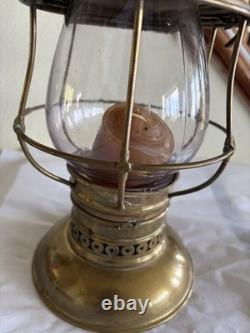 Antique C. T. HAM MFG CO. BRASS RAILROAD LANTERN WithGLOBE