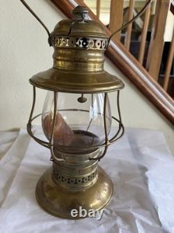 Antique C. T. HAM MFG CO. BRASS RAILROAD LANTERN WithGLOBE