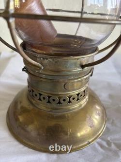 Antique C. T. HAM MFG CO. BRASS RAILROAD LANTERN WithGLOBE