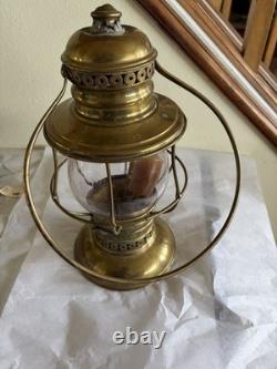 Antique C. T. HAM MFG CO. BRASS RAILROAD LANTERN WithGLOBE