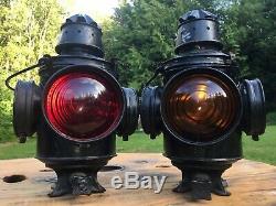 Antique CM&StP Chicago Milwaukee & St Paul Railroad Lantern Switch Lamps