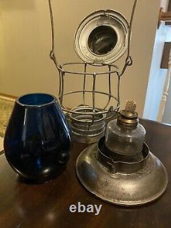 Antique CM&StP Ry Railway Lantern. Blue Cnx Globe