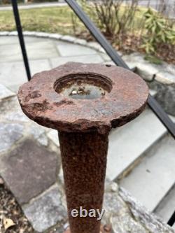 Antique Cast-Iron Railroad Post Switch Heavy Old Rusty Gold Reuse Lamp Table