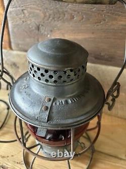 Antique Cnr / Cpr Railroad Lanterns Red Globe / Yellow Globe Adlake Kero