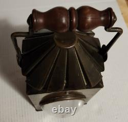 Antique Copper Police Railroad Lantern Bullseye Lens Lamp Converted to Electric