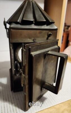 Antique Copper Police Railroad Lantern Bullseye Lens Lamp Converted to Electric