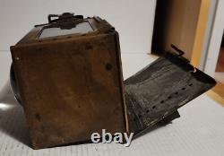Antique Copper Police Railroad Lantern Bullseye Lens Lamp Converted to Electric