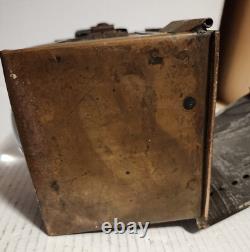 Antique Copper Police Railroad Lantern Bullseye Lens Lamp Converted to Electric
