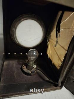 Antique Copper Police Railroad Lantern Bullseye Lens Lamp Converted to Electric