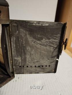 Antique Copper Police Railroad Lantern Bullseye Lens Lamp Converted to Electric