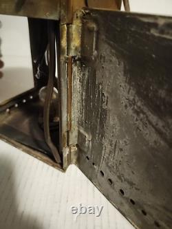Antique Copper Police Railroad Lantern Bullseye Lens Lamp Converted to Electric