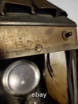 Antique Copper Police Railroad Lantern Bullseye Lens Lamp Converted to Electric
